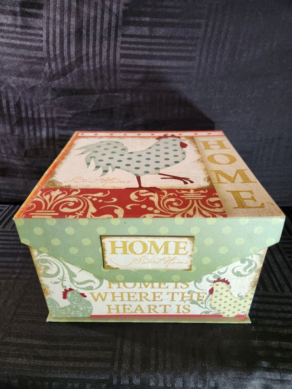 Jennifer Pugh Rooster Home Storage Box Farmhouse Chicken Decor